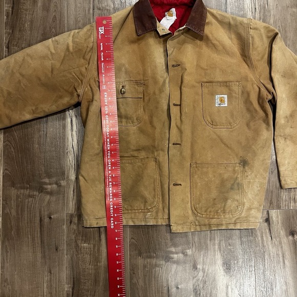 VTG Carhartt‎ Chore Coat XL Duck Canvas Jacket Quilt Lined Thrashed  Workwear - Picture 5 of 12